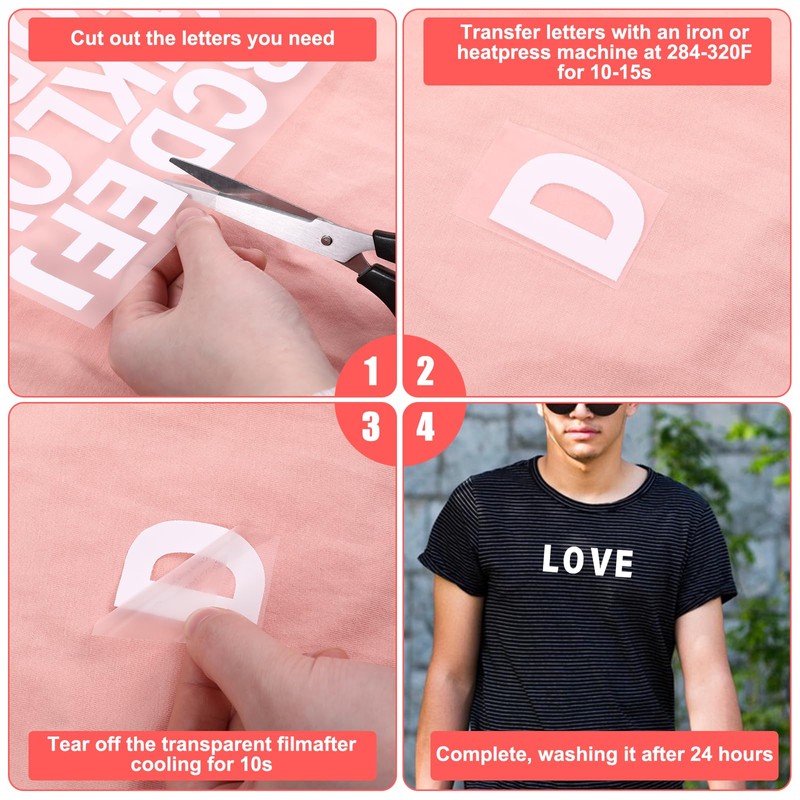 5 Sheets 250 Pcs Iron on Letters and Numbers for