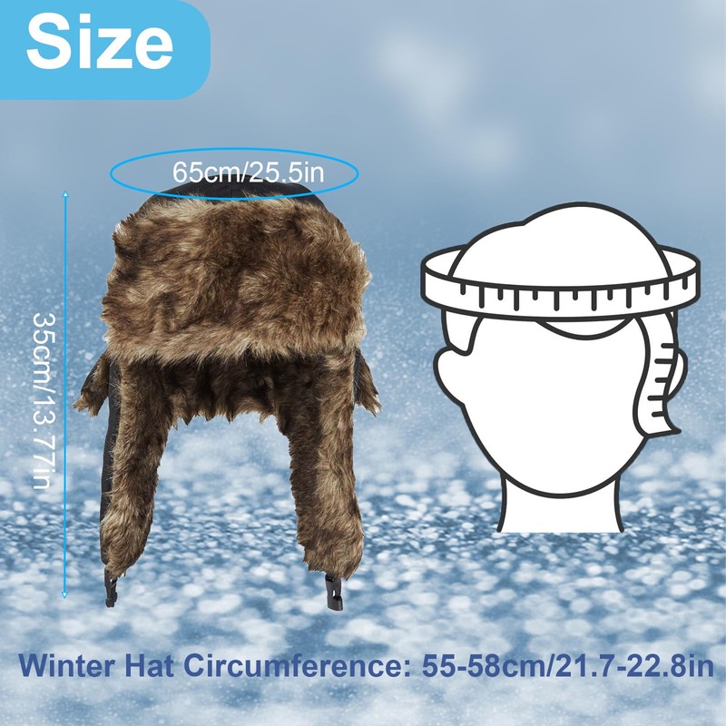 MOAZIFI Men's Ushanka Russian Hat with Ear Flaps, Windproof Winter