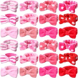 24 diademas de spa WILLBOND con lazo en 12 colores o patrones, elásticas y ajustables a 13.5 pulgadas