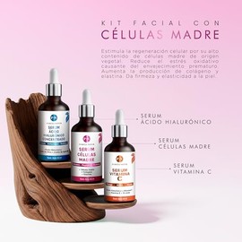 Kit Serum facial Acido Hialurónico, Vitamina C y Células Madre anti edad | Paquete completo de serum para el cuidado de la piel, hidratación y rejuven