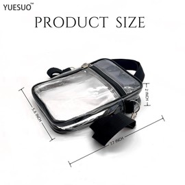 YUESUO Clear Crossbody Purse Bag with Front Pocket Removable Shoulder Strap for Concerts Sports Events Festivals (Black, Small)