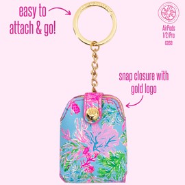 Lilly Pulitzer - Soporte para AirPods de piel sintético, bonito estuche con acceso al puerto de carga, Cay to My Heart