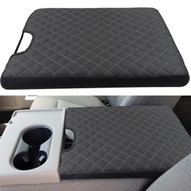 LOCOY Center Console Armrest Cover for Ford F150 Accessories 2015-2024, for F250 F350 F450 2017-2024 with 40/20/40 Jump Seat, Arm Rest Cushion Protection Interior, Middle Console Cover (Gray Stitches)
