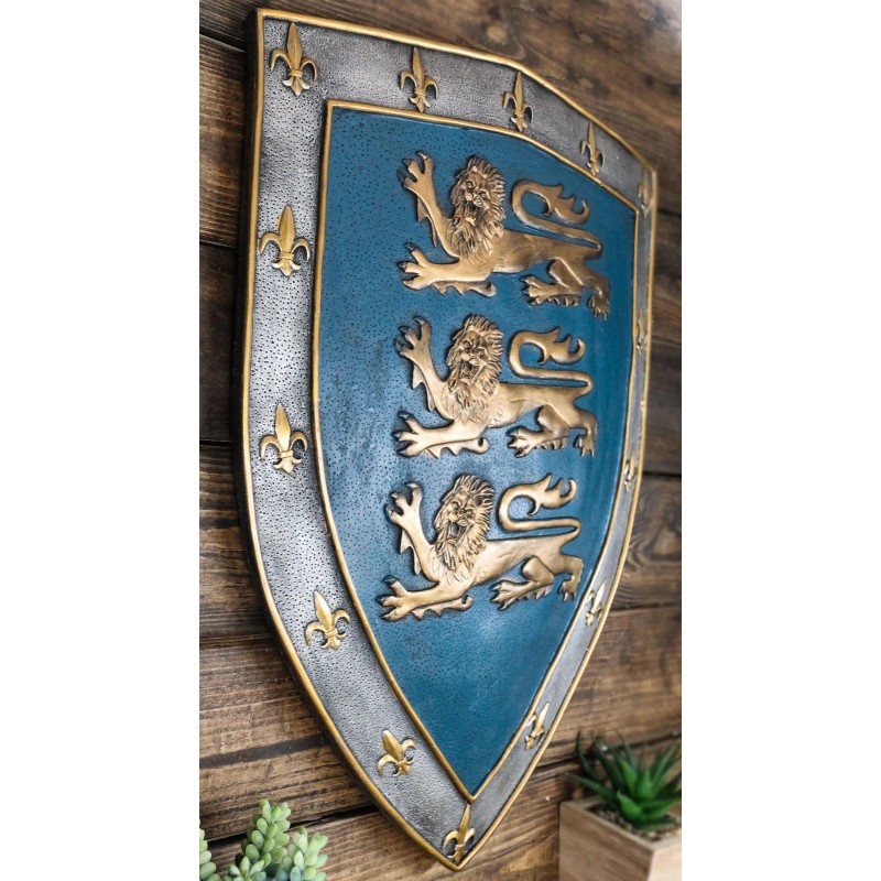 Large Medieval Knight Royal Arms Of England Three Lions Shield