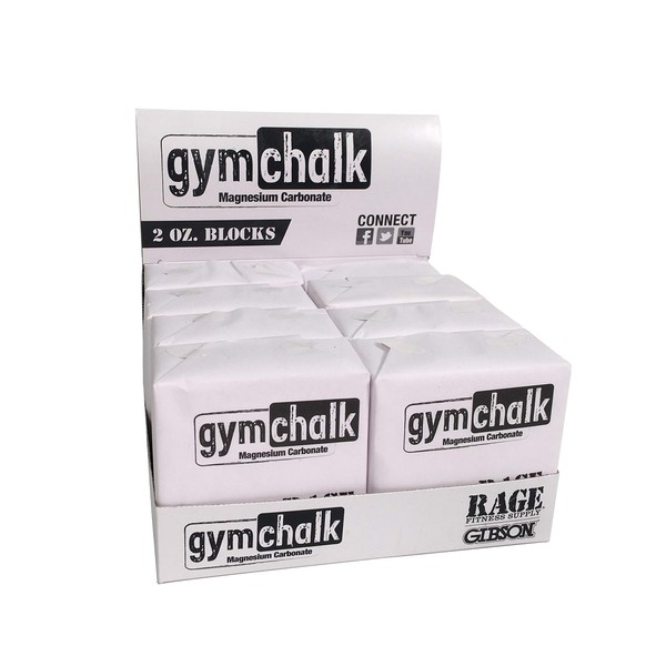 Gibson Athletic Premium Block Gym Chalk, 1Lb, Consists of (8) 2 oz Blocks, Magnesium Carbonate, Gymnastics, Weightlifting, Rock Climbing White
