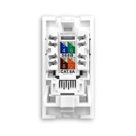 Evoges CAT6A UTP RJ45 Ethernet Module – White 25x50mm Data Outlet, Unshielded, Toolless IDC Punch Down – Ideal for Structured Cabling, Wall Plates & Faceplates