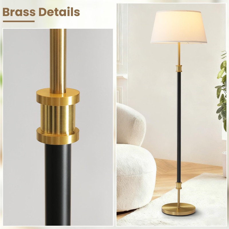 ZenGlimmer Modern Mid Century Floor Lamp with Soft Linen Shade,