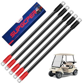SUPGCPER Club Car DS Battery Cables, Golf Cart Battery Cables Set Compatible with Club Car 36V and 48V 1995-UP, 100% Fine Stranded Pure Copper AC/DC Wiring Kit，5PCS, 4 Gauge