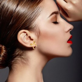 Locisne Gold Bow Earrings for Women Small Ribbon Stud Earrings Bowknot 925 Sterling Silver Classic Earrings Ribbon Stud Fashion Jewelry Gifts for Women