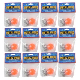 12 Mini Metal Jacks Game Sets - Tiny Classic Game - Party Favors - Gift Bags - Goody Bags/Prizes/Rewards Box - Bulk 1 Dozen
