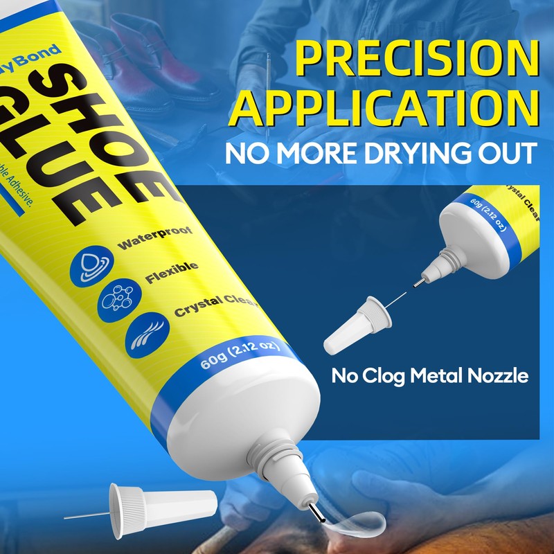 Shoe Glue, Shoe Repair Adhesive Flexible, Waterproof, Clear, Super Strong