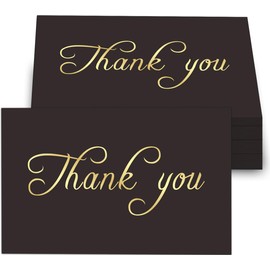 HUKXDGXY Gold Foil Thank You Cards, Elegant Black Note Cards with Envelopes, 100 Count