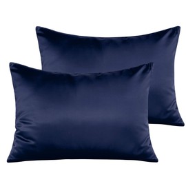 NTBAY 2 Pack Satin Zippered Toddler Pillowcases, Super Soft Luxury and Silky Baby Travel Pillow Covers, 13x18 Inches, Navy Blue