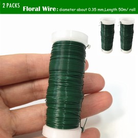 2 Roll 0.35 mm Green Florists Wire Floral Wire for Flower Arrangements,Binding Wire for Floristry & Flower Arranging,Flexible Paddle Wire for Craft Binding,Flower Wreath Making,Xmas Wreath Wire