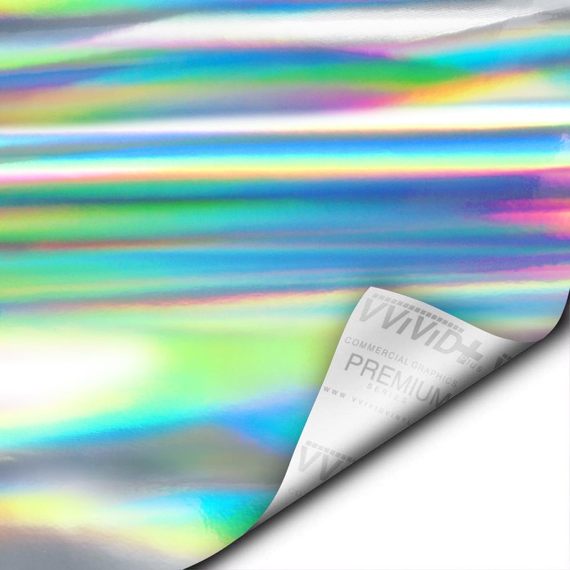 VViViD Silver Holographic Chrome Vinyl Wrap Rainbow Finish Roll DIY