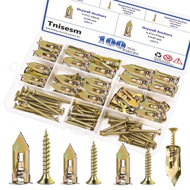 Tnisesm 100Pcs Self-Drilling Drywall Anchors with Screws, 2025 Upgraded Zinc Plated Steel for Heavy Duty, Metal Screw Anchors Kit, No Drill and Holes in Wall (3 Sizes)