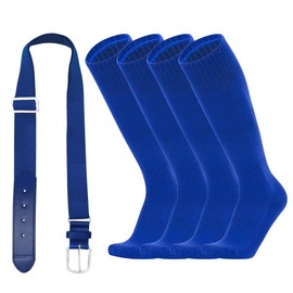 ZXOLDZX Kids Youth Baseball/Softball Socks and Belt Combo Set for Boys Girls (US, Alpha, One Size, Regular, Blue)