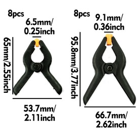 16-Piece Nylon Spring Clamps, Plastic Heavy Duty Grip Clips Set-8pcs 2 inch Clamps, 8pcs 3 inch Clamps