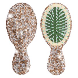 RP Remarkable Power, Rhinestone Hair Brush Mini Portable Comb for Women (Champagne)
