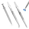 3Pcs Piercing Ball Grabber Tool Set Stainless Steel Diamond Tweezers