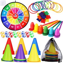 Libima 3 Sets Carnival Games Combo Set Bean Bags Ring Toss Game Kids Dart Board with Sticky Balls Kids Egg Spoon Race Game Set Indoor Outdoor Games Supplies Party Play Game Toys for Kids Adults