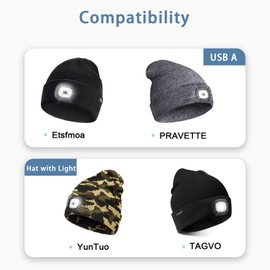 Odonm Hat with Light Charger for Etsfmoa LED Beanie, PRAVETTE, Tutuko, YunTuo, Bosttor, GAFres, TAGVO, Attikee Charger Adapter Charging Cable Cord (5FT)