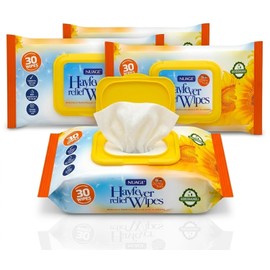 Hayfever Relief Wipes 4 Pack – 120 Allergy Wipes for Pollen Removal from Face, Eyes & Hands | Soothing Cleansing Sheets for Hay Fever Season & Daily Outdoor Use