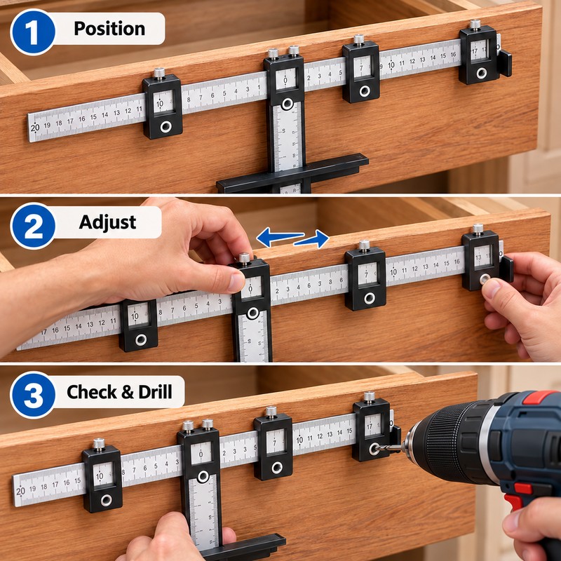 Adjustable Cabinet Hardware Jig for Handle and Knob Installation –