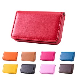 Waylipun Business Card Case, PU Leather Premium Business Card Holder with Magnetic Closure, for Gentle Storage of Your Card, Business Card Case for Men and Women, red, Modern