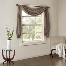 Madison Park Harper Sheer Curtain For Living Room - Lightweight Bedroom Window Treatment, Decoration Draping, Privacy and Light Filtering Room Décor , 42" x 216", Taupe