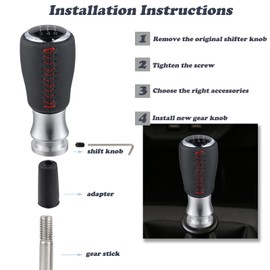 Padaodao 5 Speed Gear Knob Leather Lever Stick Shifter Red Suture Shift Grip Head for Most Manual Transmission Truck SUV Cars