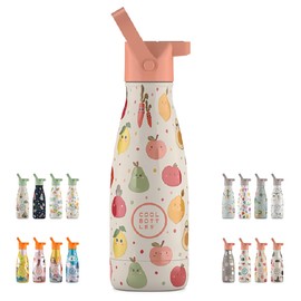 Cool Bottles - Thermos Flask for Children - Stainless Steel Water Bottle - 260 ml - Fruit Salad - Cold Drinks 36 Hours and Hot Drinks 18 Hours - Colour Embossing - BPA Free