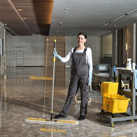 Yocada 36" Commercial Industrial Cotton Mop Dust Floor Mop with Total 2 Mop Pads for Cleaning Office Garage Hardwood Warehouse Factory Mall Deck 59 Inch Long