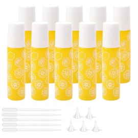JIUWU 10ml Glass Roll on Bottles, 10Pcs Yellow Glass Roller Bottles with Stainless Steel Balls Tool Funnel Pipette, Refillable Essential Oil Perfume Sample Vials