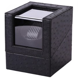 Aokeleilei Watch Winder for Automatic Watches Watch Box Automatic Winder Japanese Motor with Battery Option (Black Dot Leather)