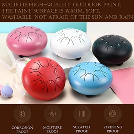 Rain Drum for Outside Garden, 8 Note 6 Inch Steel Tongue Drum, Chakra Drum for Rain Music Chime, Musical Instruments When It Rains, Meditation Accessories for Camping, Meditation, Yoga, Education(6blk