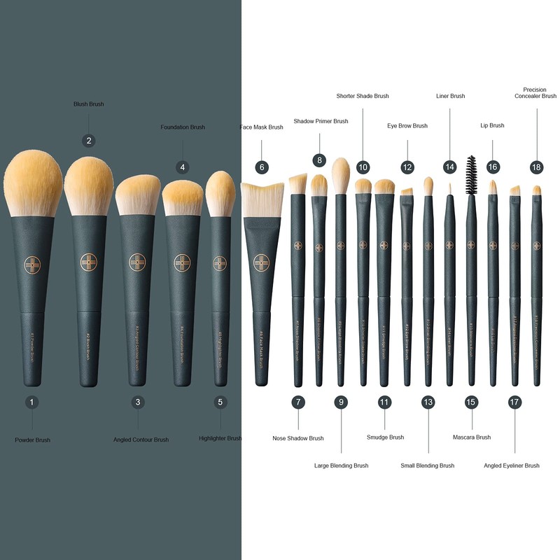 EIGSHOW Makeup Brushes 18pcs Professional Makeup Brush Travel Set with