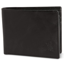 BULL GUARD Vintage Black Leather Wallet for Men RFID Blocking Bifold With ID
