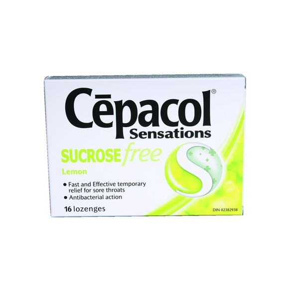 CEPACOL SENSATIONS LOZENGES, Sucrose Free Lemon / 16PC