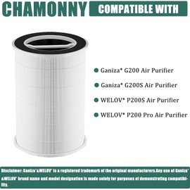CHAMONNY P200S/G200S Filter Replcement, Compatible with G200S/G200 and P200S/P200 Pro Air Purifier, 3-in-1 H13 True HEPA and Pre-Filter, 2 Pack
