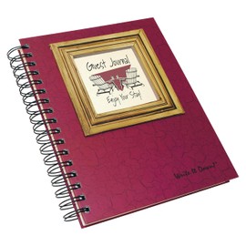 Write it Down series by Journals Unlimited, Guided Journal, Guest Journal, Enjoy Your Stay!, Full-size 7.5"x 9", Cranberry Hard Cover, Made in USA