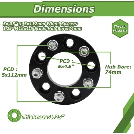 Unbranded 5x4.5 to 5x112 Wheel adapters 1.25inch with 12x1.5 Studs 5x114.3 to 5x112 spacer