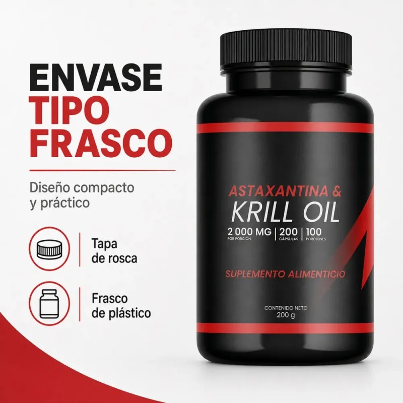 Krill Oil 2000 Mg Con Astaxantina 200 Cápsulas 100 Porciones