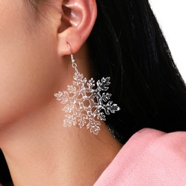 Snowflake Dangle Earrings for Women Acrylic Snow Earrings Winter Earrings Christmas Earrings Christmas Jewelry Accessory Holiday Gifts (A)