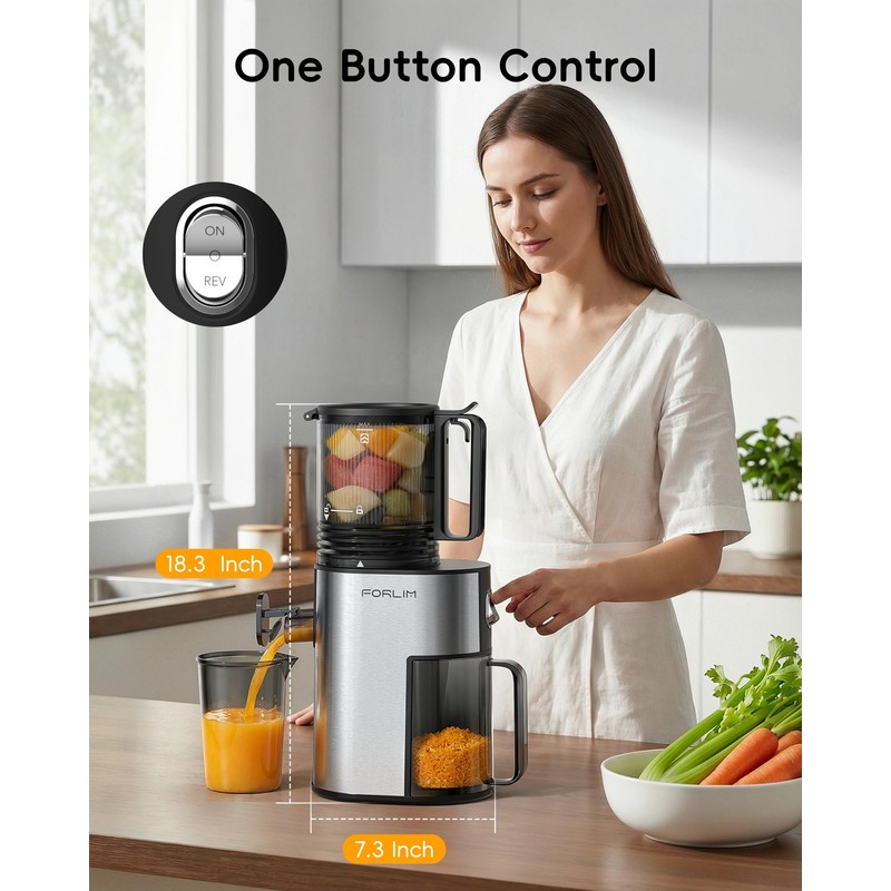 FORLIM Cold Press Juicer, 5.2" Large Feed Chute Fits Whole