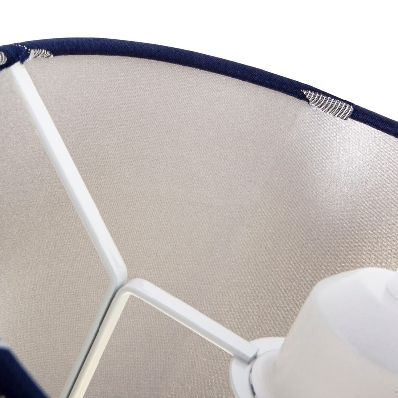 Modern 10inch Navy Midnight Blue Drum Lampshade with Off-White Floral