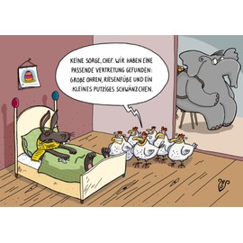 Inkognito Postcard | Occasion: "Easter", motif: Easter bunny and elephant "representation", artist: Birgit Dodenhoff, item no.: 18218, by Berliner Verlag