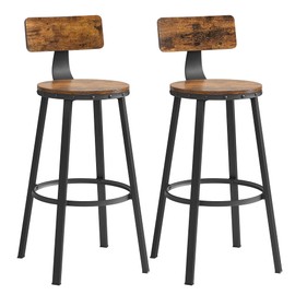 VASAGLE Bar Stools Set of 2, 28.7 Inches Barstools with Back, Counter Stools Bar Chairs with Backrest, Steel Frame, Easy Assembly, Industrial, Rustic Brown and Black ULBC026B01V1