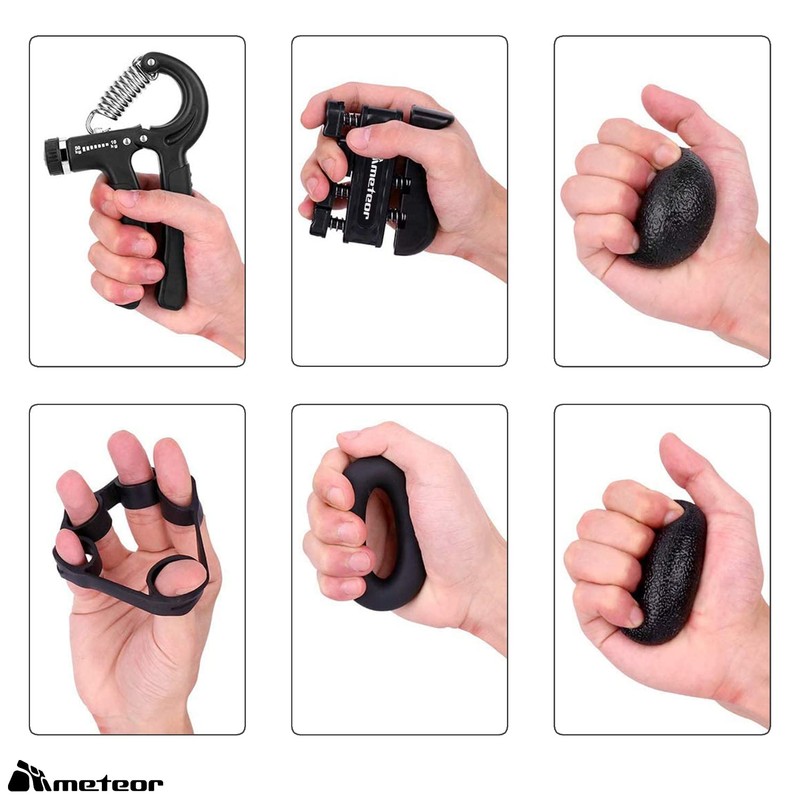 METEOR Essential Hand Grip Strengthener Kit (5-in-1) - Adjustable Gripster
