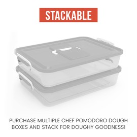 Chef Pomodoro Pizza Dough Proofing Box, 14 x 11-Inch, Pizza Dough Container, Fits 4-6 Dough Balls, Household Pizza Dough Tray With Convenient Carry Handle (Grey)